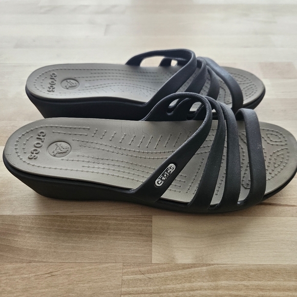 Crocs Rhonda Strappy Wedge Strappy Slide Sandal Womens Size 8 Brown - Picture 4 of 11